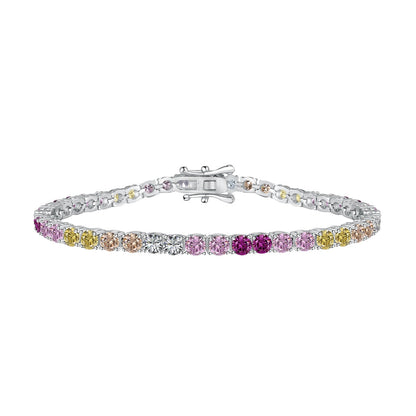 [baslovejewels]Radiant Colorful Round Cut Tennis Bracelet