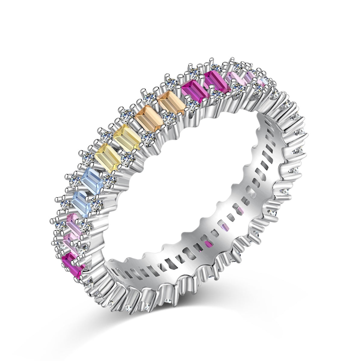 [baslovejewels]Splashy Ornate Emerald Cut Cocktail Ring