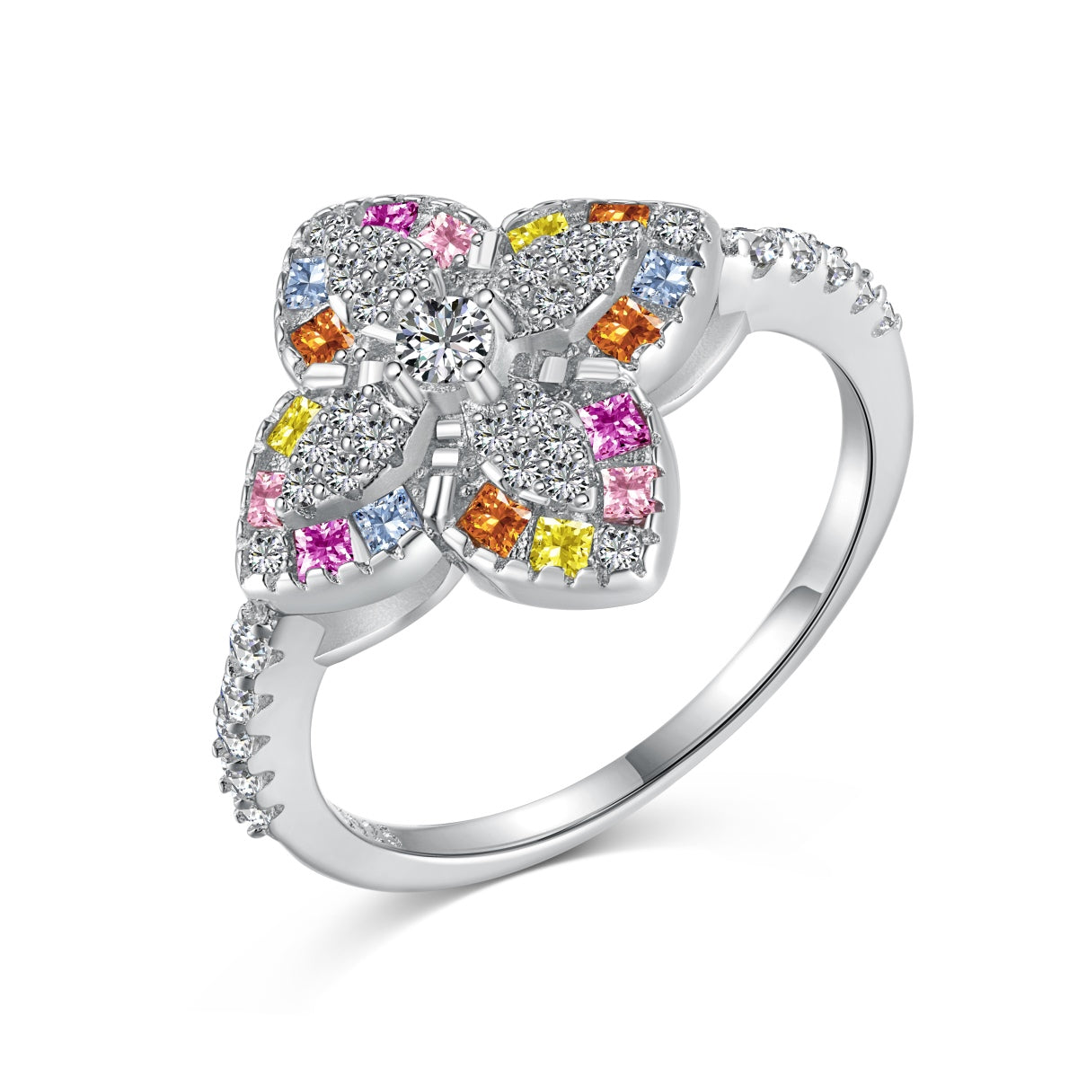 [BASLOVE]Luxurious Colorful Flower Shape Banquet Ring