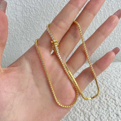 [BASLOVE]Delicate Round Shape Tennis Necklace