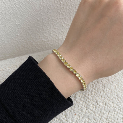 [baslovejewels]Ornate Dazzling Round Cut Tennis Bracelet