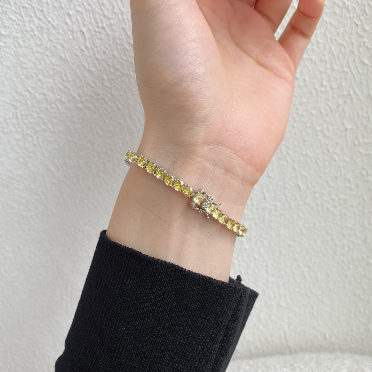 [baslovejewels]Ornate Dazzling Round Cut Tennis Bracelet