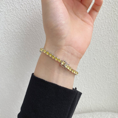[baslovejewels]Ornate Dazzling Round Cut Tennis Bracelet