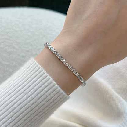 [baslovejewels]Dainty Charming Round Cut Tennis Bracelet