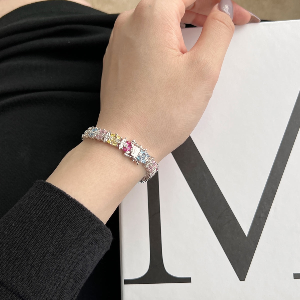 [baslovejewels]Delicate Colorful Multi Cut Party Bracelet