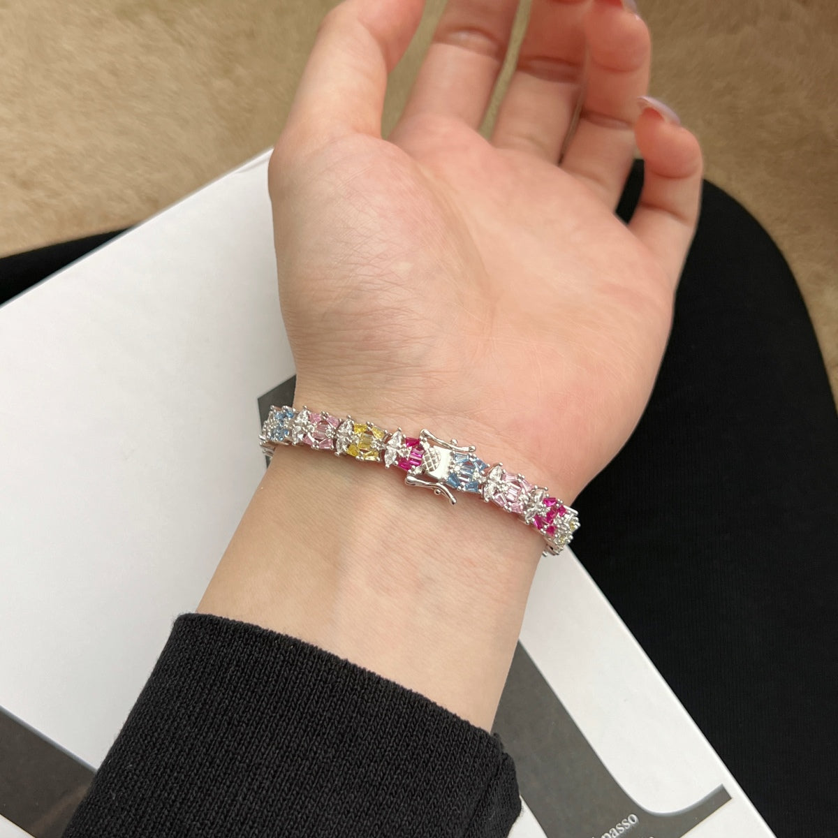 [baslovejewels]Delicate Colorful Multi Cut Party Bracelet