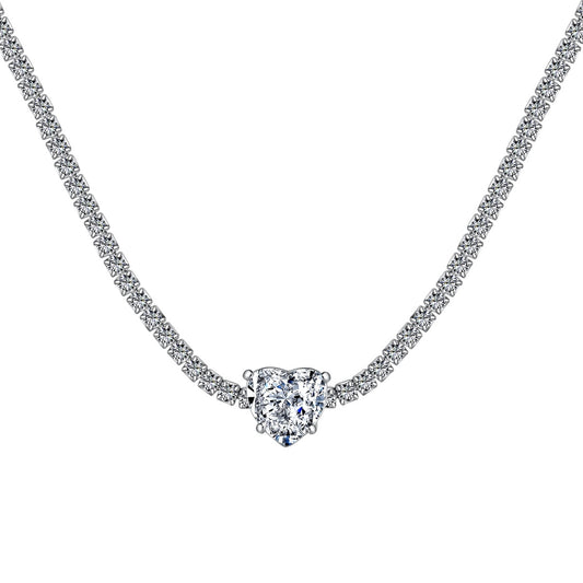 [baslovejewels]2.0 Carat Sparkling Tennis Heart Cut Necklace