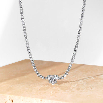 [baslovejewels]2.0 Carat Sparkling Tennis Heart Cut Necklace