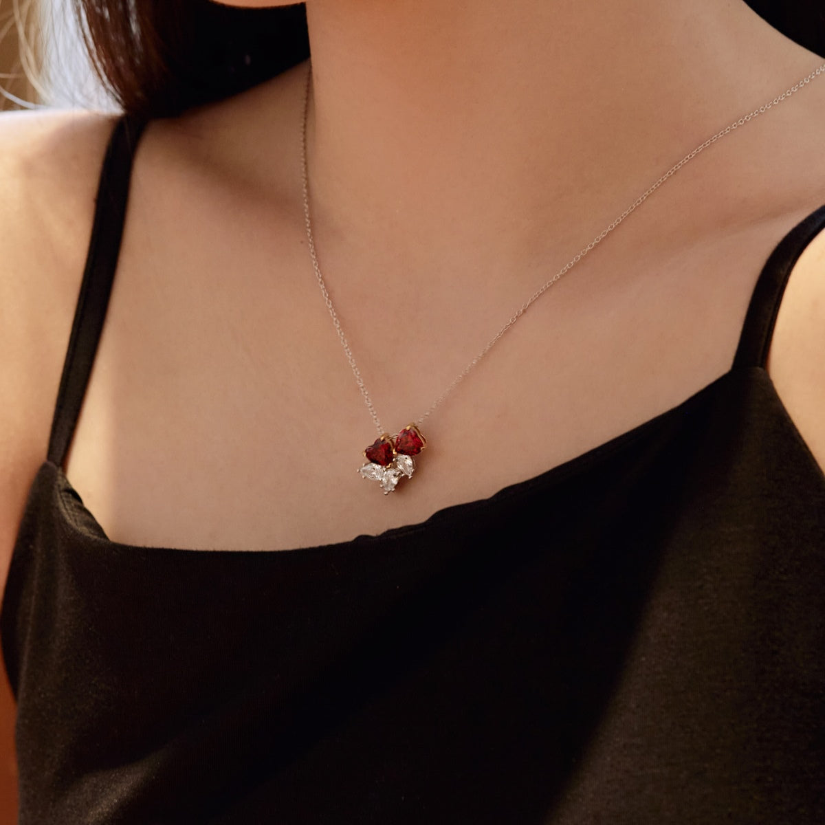[baslovejewels]Dainty Red Heart Necklace