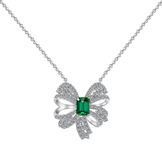 [baslovejewels]Luxurious Flower Shape Emerald Cut Necklace