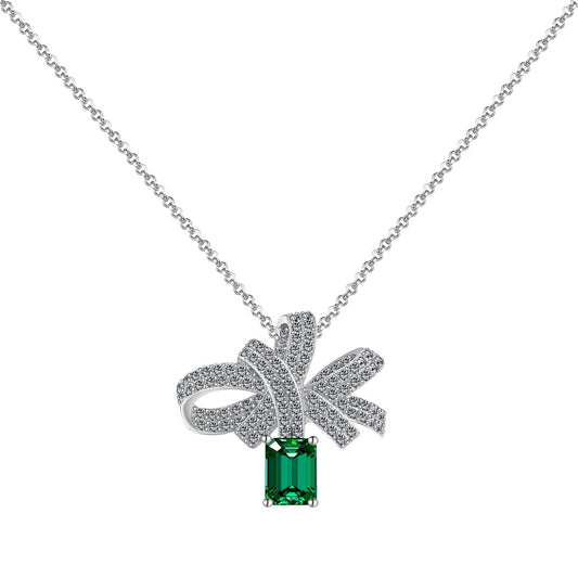 [BASLOVE]Luxurious Flower Shape Emerald Cut Necklace