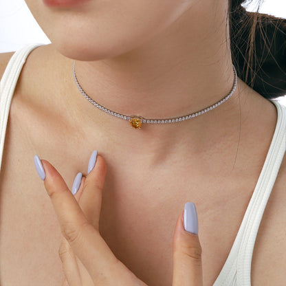 [baslovejewels]2.0 Carat Sparkling Tennis Heart Cut Necklace