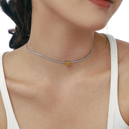 [baslovejewels]2.0 Carat Sparkling Tennis Heart Cut Necklace