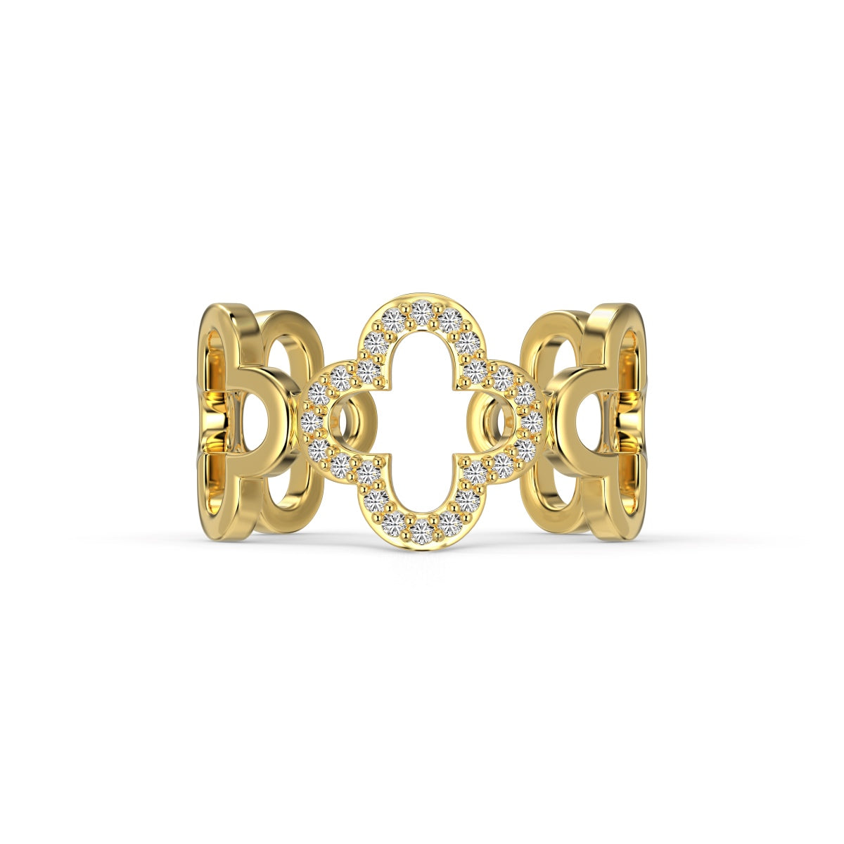 [baslovejewels]Hollow Design Four-Leaf Clover Flower Shape Ring