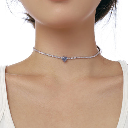 [baslovejewels]2.0 Carat Sparkling Tennis Heart Cut Necklace