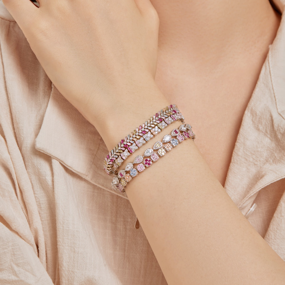 [baslovejewels]Dainty Radiant Emerald Cut Daily Bracelet