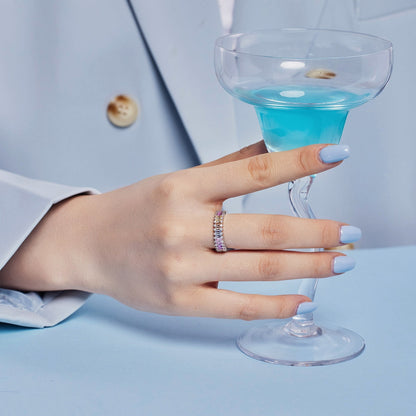 [baslovejewels]Splashy Ornate Emerald Cut Cocktail Ring