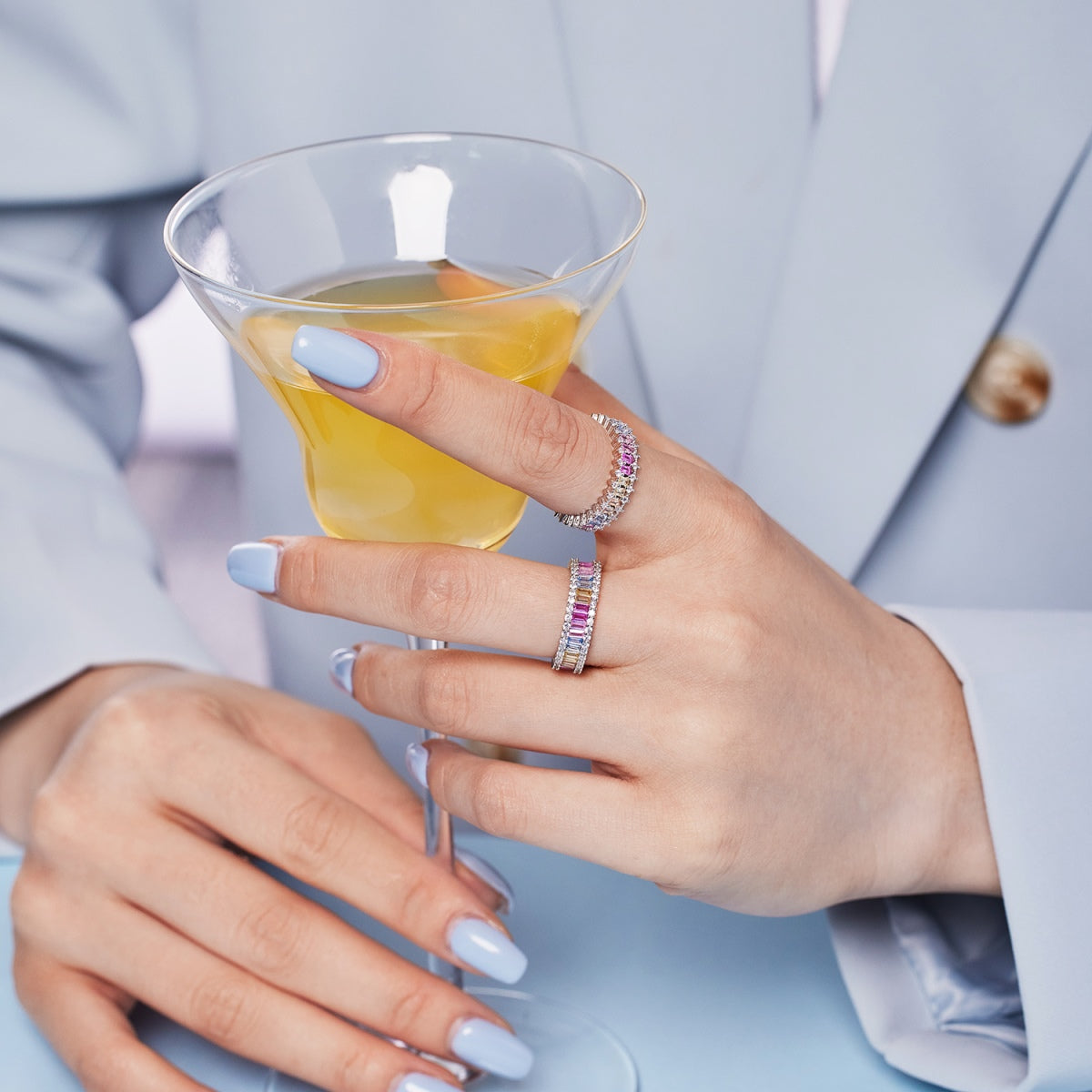 [baslovejewels]Splashy Ornate Emerald Cut Cocktail Ring