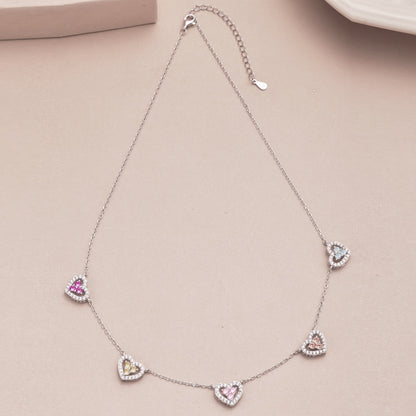 [baslovejewels]Sparkling Five Heart Necklace