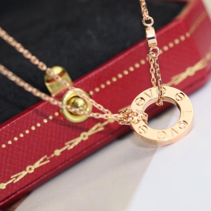 [Basjewels]LOVE NECKLACE ADJUSTABLE ROSE GOLD 2 DIAMOND