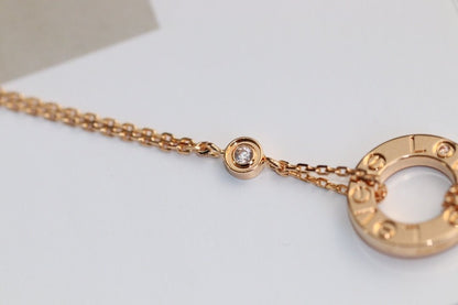 [Basjewels]LOVE NECKLACE ADJUSTABLE ROSE GOLD 2 DIAMOND