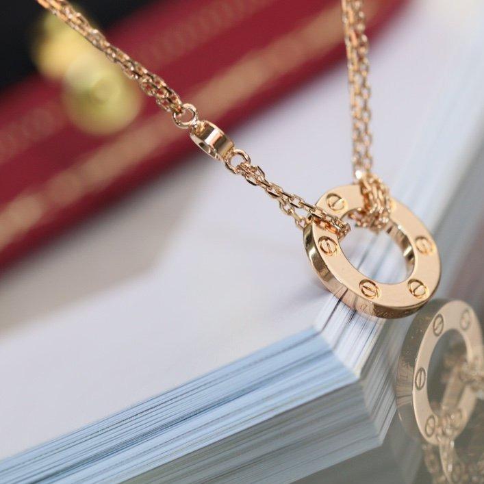 [Basjewels]LOVE NECKLACE ADJUSTABLE ROSE GOLD 2 DIAMOND