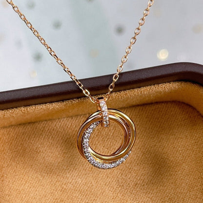 [baslovejewels]TRINITY NECKLACE SILVER GOLD PINK GOLD DIAMONDS