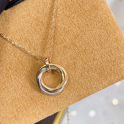 [baslovejewels]TRINITY NECKLACE SILVER GOLD PINK GOLD DIAMONDS