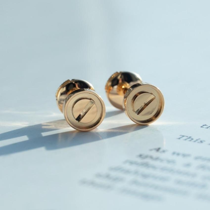 [Basjewels]LOVE EARRINGS PINK GOLD 10MM