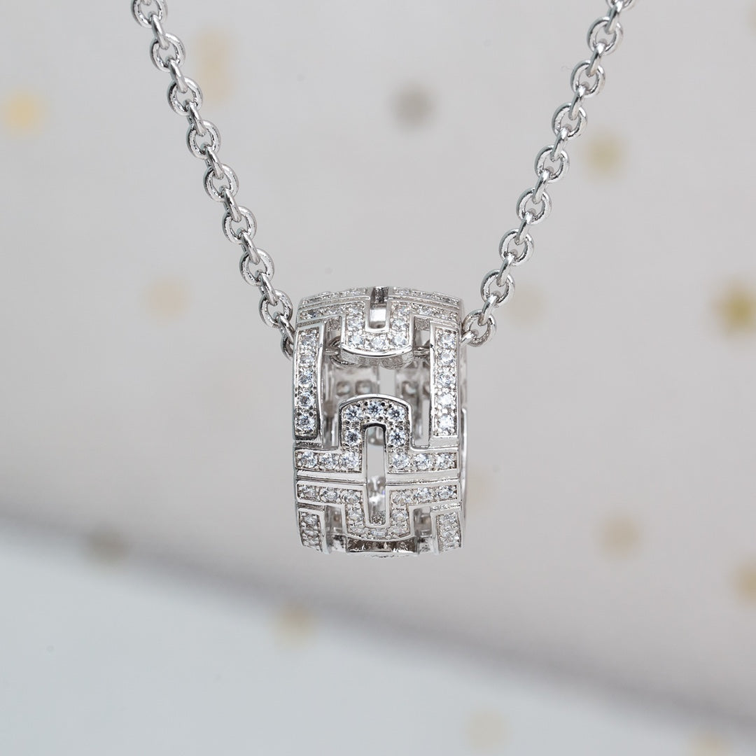 [Basjewels]PARENTESI NECKLACE SILVER DIAMOND