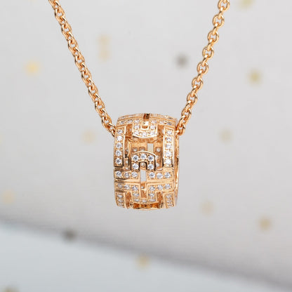 [Basjewels]PARENTESI NECKLACE PINK GOLD DIAMOND