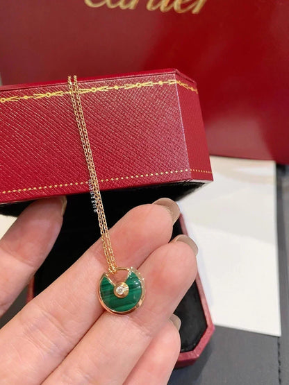 [baslovejewels]AMULETTE ROSE GOLD MALACHITE NECKLACE