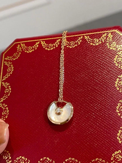 [Basjewels]AMULETTE ROSE GOLD MOP NECKLACE