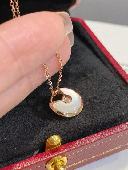 [Basjewels]AMULETTE ROSE GOLD MOP NECKLACE