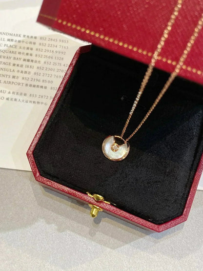 [Basjewels]AMULETTE ROSE GOLD MOP NECKLACE