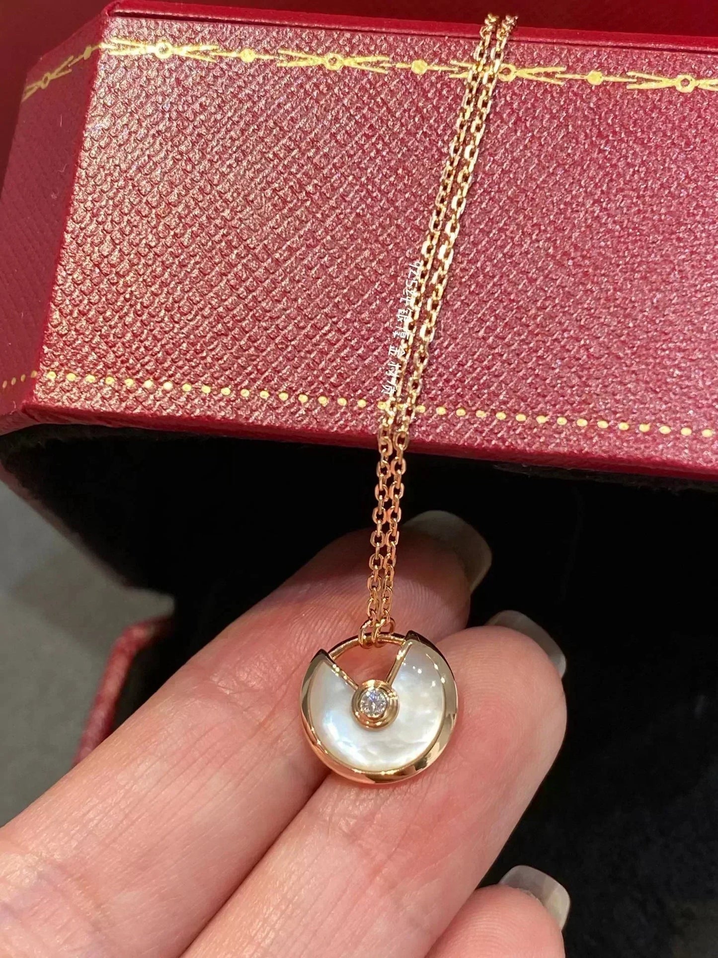 [Basjewels]AMULETTE ROSE GOLD MOP NECKLACE