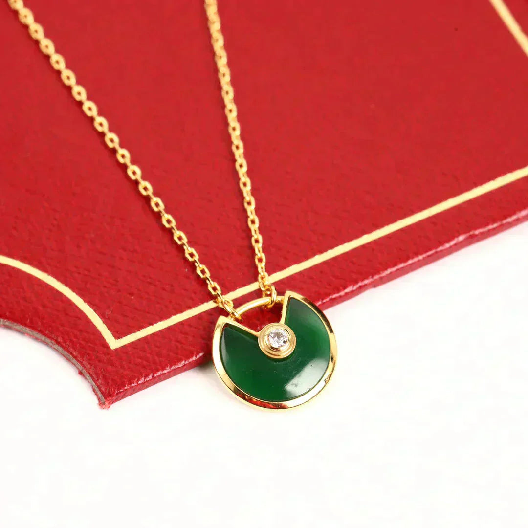 [Basjewels]AMULETTE GOLD MALACHITE NECKLACE