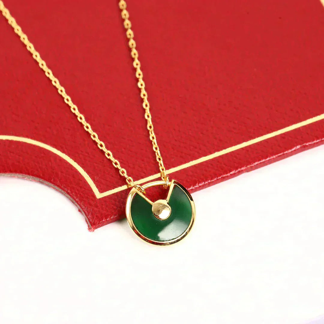 [Basjewels]AMULETTE GOLD MALACHITE NECKLACE