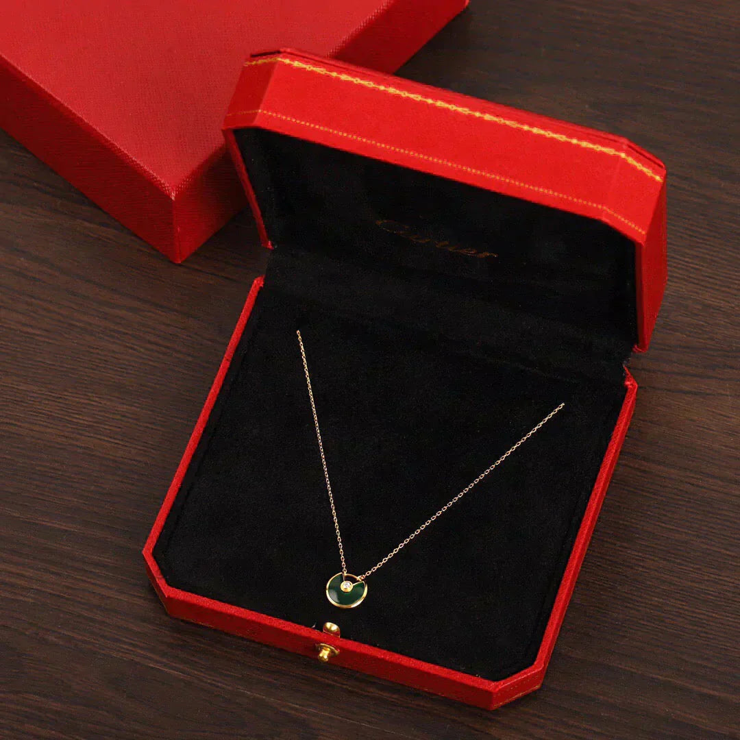 [Basjewels]AMULETTE GOLD MALACHITE NECKLACE