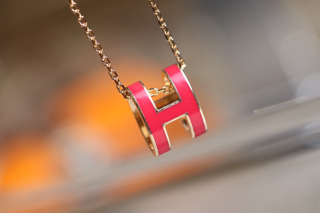 [Basjewels]POP H PEDANT PINK GOLD