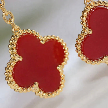 [Basjewels]CLOVER  2 MOTIF  TIGER EYE CARNELIAN EARRINGS