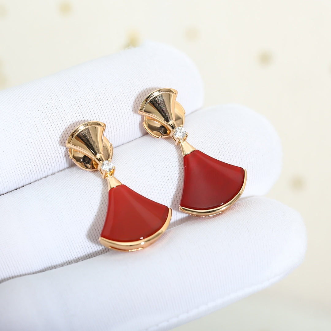 [Basjewels]DREAM Carnelian PINK GOLD EARRINGS