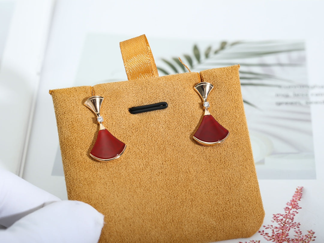 [Basjewels]DREAM Carnelian PINK GOLD EARRINGS