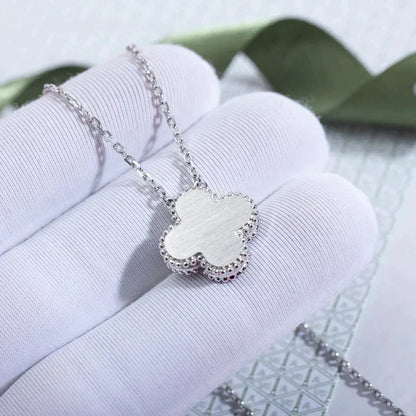 [Basjewels]CLOVER  15MM DIAMOND LASER NECKLACE SILVER