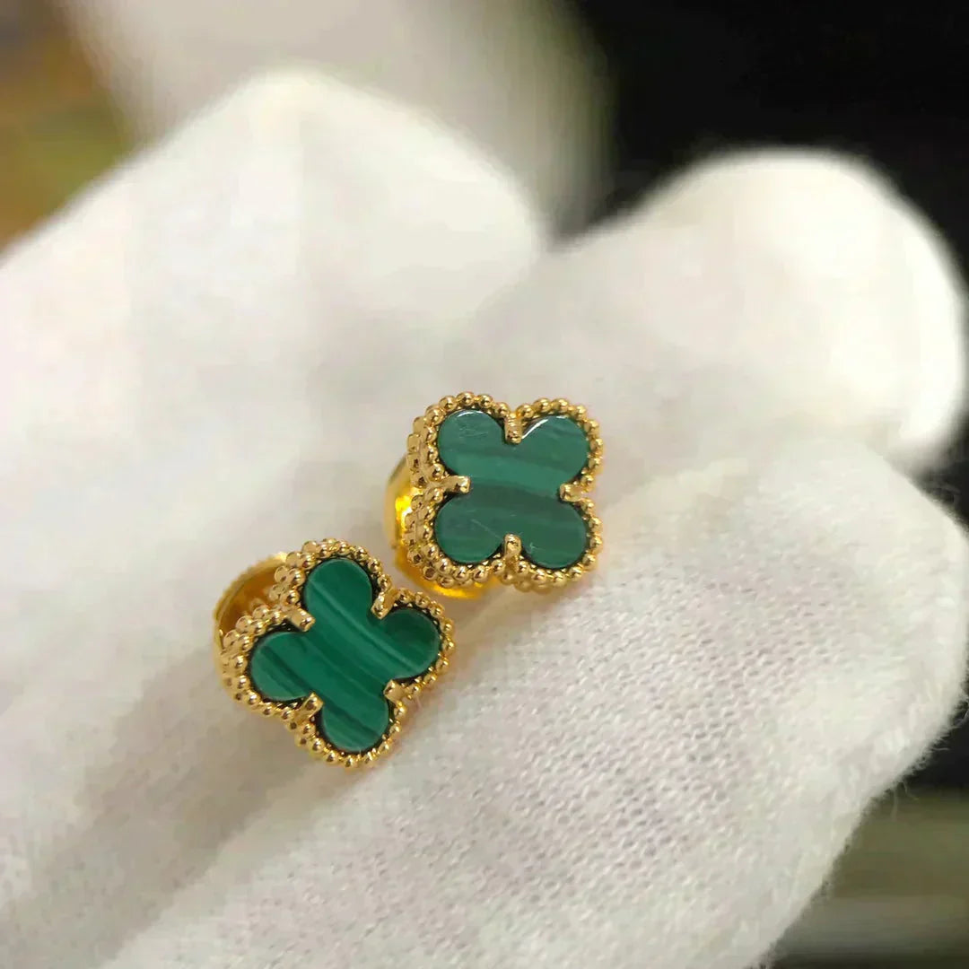 [Basjewels]CLOVER MINI 9.5MM MALACHITE  EARRINGS