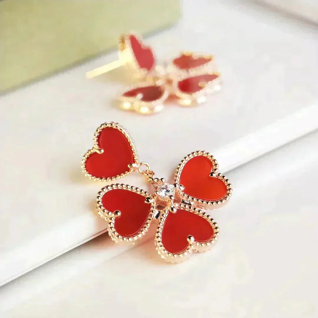 [Basjewels]SWEET CLOVER CARNELIAN EARRINGS