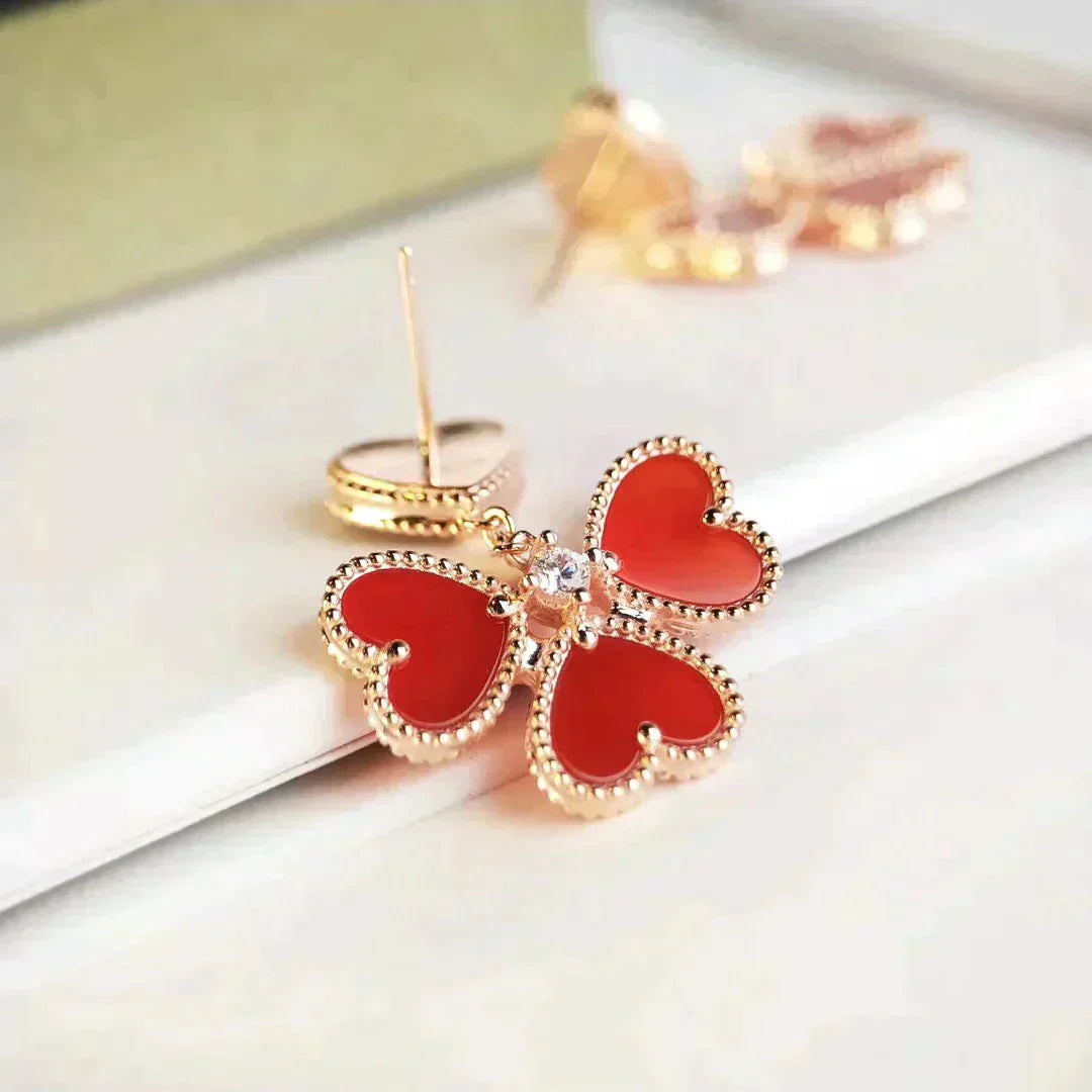 [Basjewels]SWEET CLOVER CARNELIAN EARRINGS