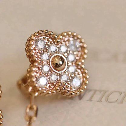 [Basjewels]CLOVER MEDIUM 1 MOTIFS FUll DIAMOND EARRINGS