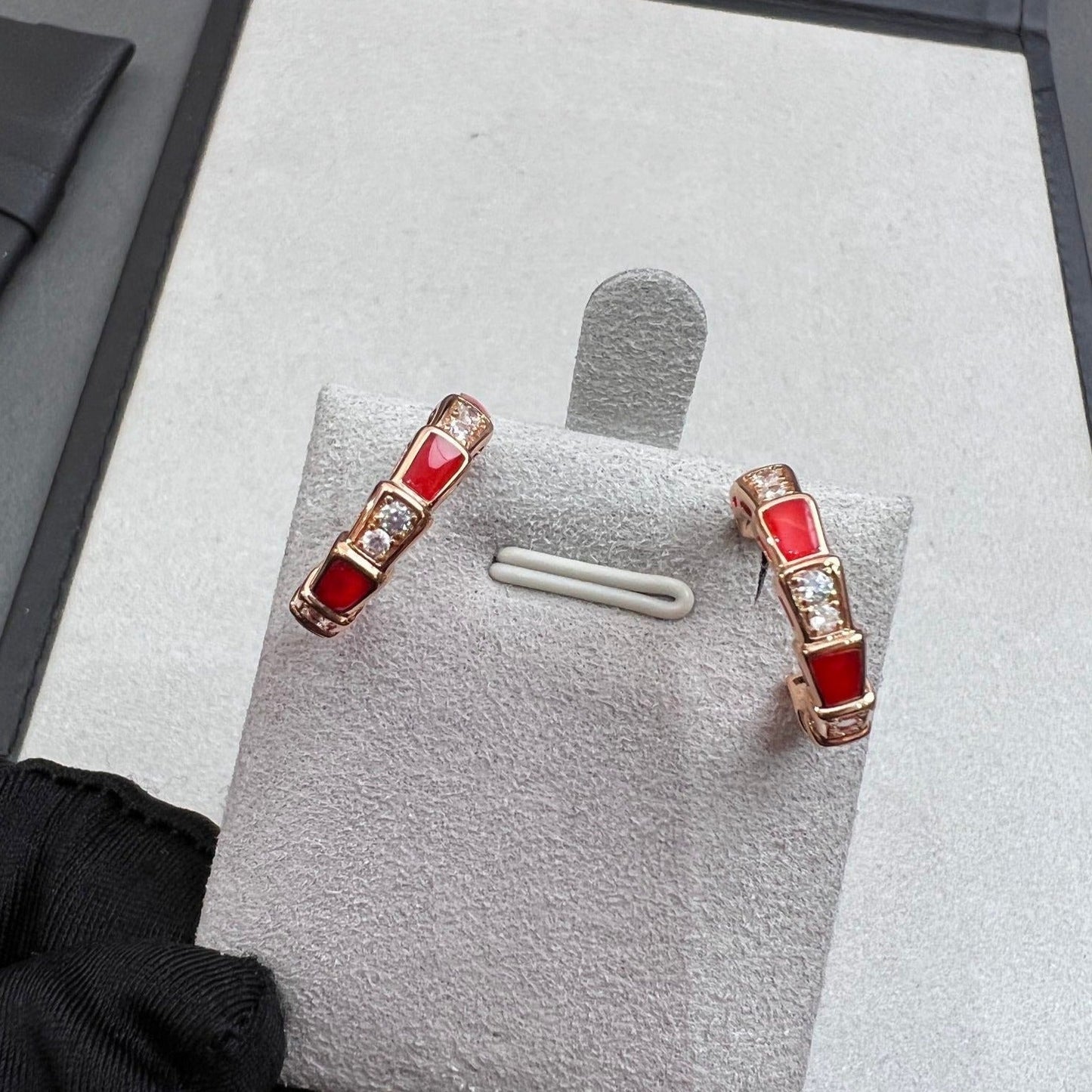 [Basjewels]SERPENTI CARNELIAN PINK GOLD EARRINGS