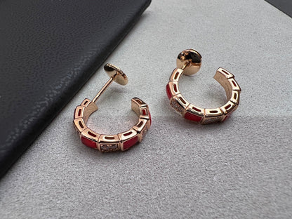 [Basjewels]SERPENTI CARNELIAN PINK GOLD EARRINGS